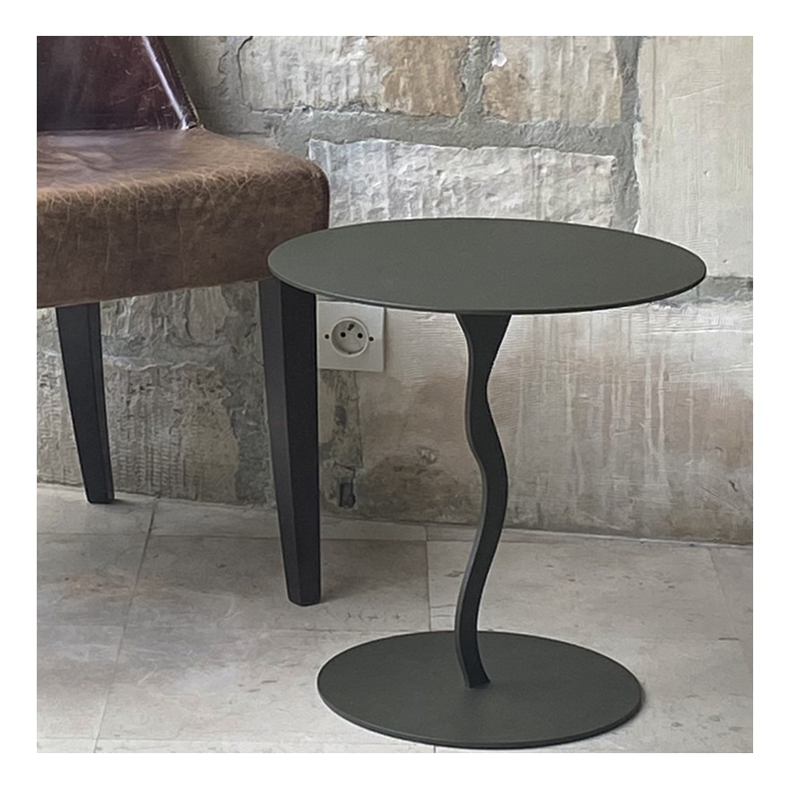 table basse ronde en métal couleur