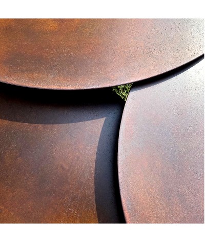 Table en métal Lombok rouillée vernis mat vue des plateaux