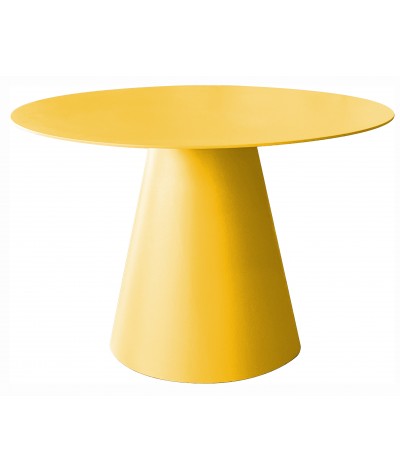 table basse ronde en métal couleur soleil RAL 1023