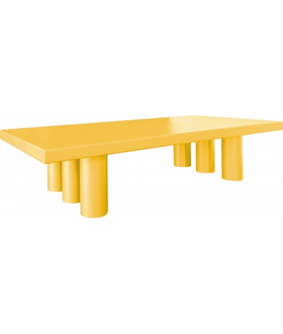 table de salon rectangle en métal couleur soleil