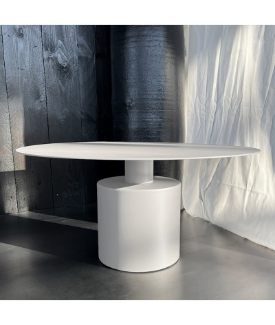 table basse ronde en métal petra couleur coton