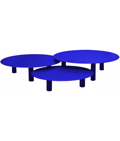 tables basses rondes en métal bora bora couleur outremer
