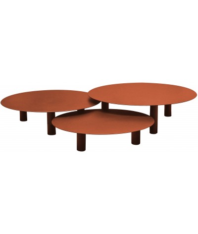 tables basses rondes en métal bora bora couleur cuivre