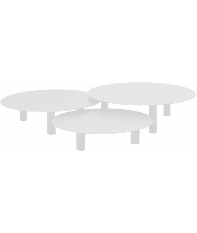 tables basses rondes en métal bora bora couleur blanc