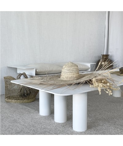 Table basse rectangle taga en métal couleur ou acier naturel