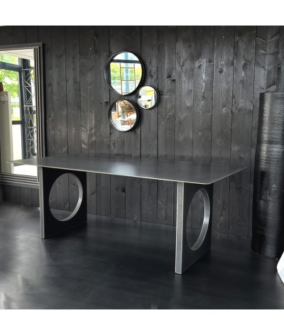 table de repas en acier naturel brut vernis mat bioko