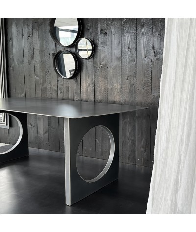 table de repas en acier naturel brut bioko