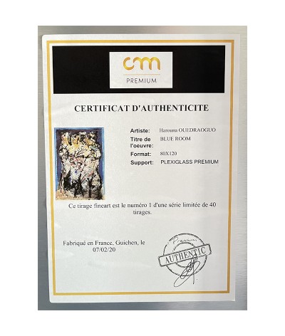 Certificat d’authenticité Blue Room de Harouna Ouedraoguo