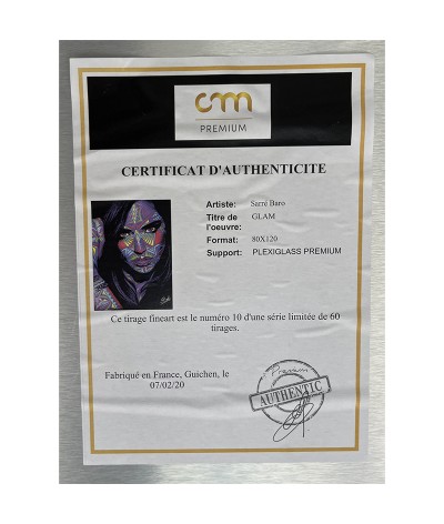 Certificat d’authenticité Glam de Sarré Baro