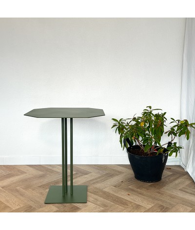 Table bistrot couleur olive en métal