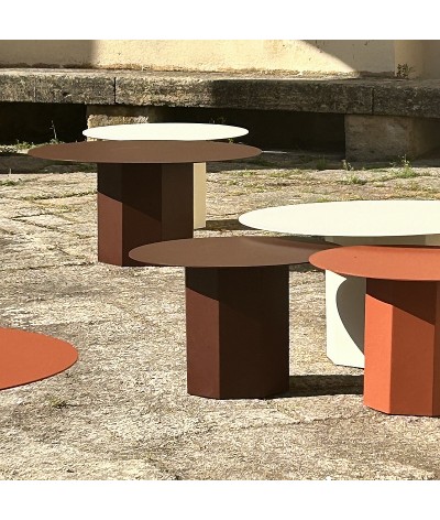 Table basse de jardin en métal ronde en couleur Ipanema couleur