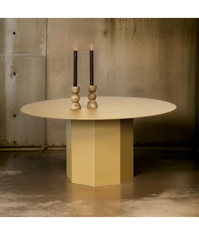 Table basse ronde ipanema couleur beige jaune