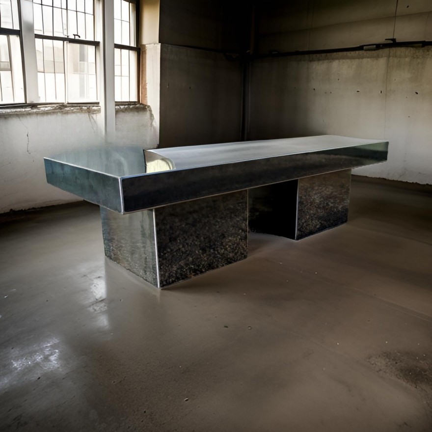 table basse acier industriel pur