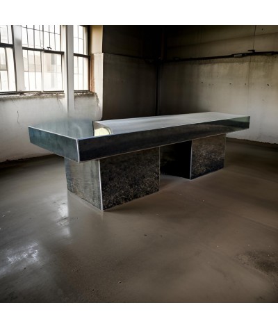 table basse acier industriel pur