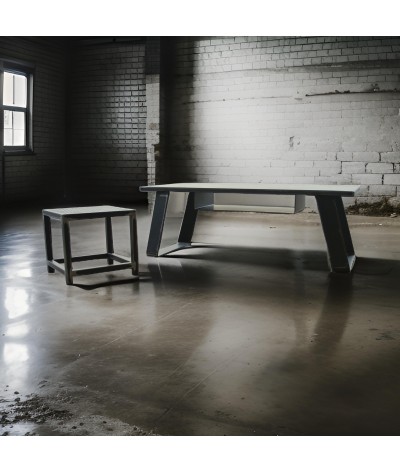 TABLE BASSE MAHE ACIER INDUSTRIEL MAT