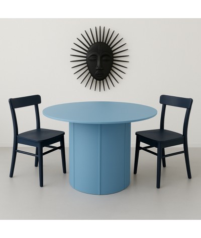table de repas en métal bleu minorque