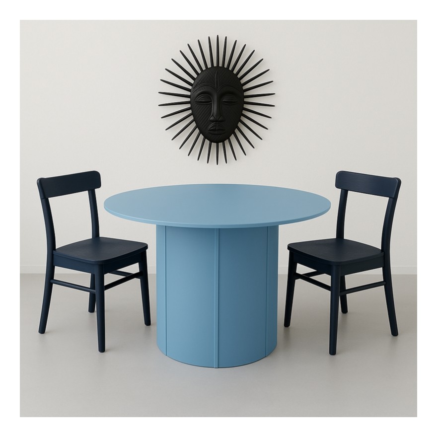 table de repas en métal bleu minorque