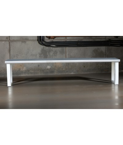 banc comporta en métal gris brossé vernis mat