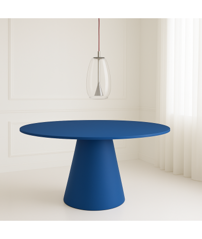 table de repas ronde en métal lombok couleur bleu outremer