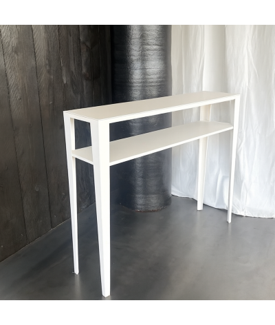 console gazelle en métal couleur coton avec une etagere